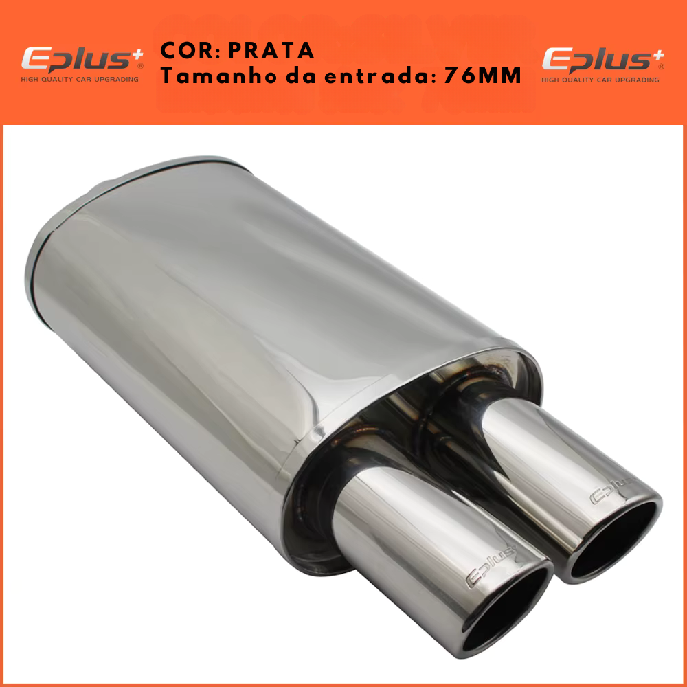 Abafador Esportivo Inox Saída Dupla – Queimado, Azul ou Escovado (Universal)