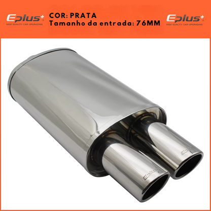 Abafador Esportivo Inox Saída Dupla – Queimado, Azul ou Escovado (Universal)