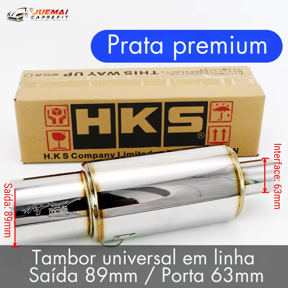Abafador Esportivo Inox HKS Replica Universal – Som Encorpado e Fácil Instalação