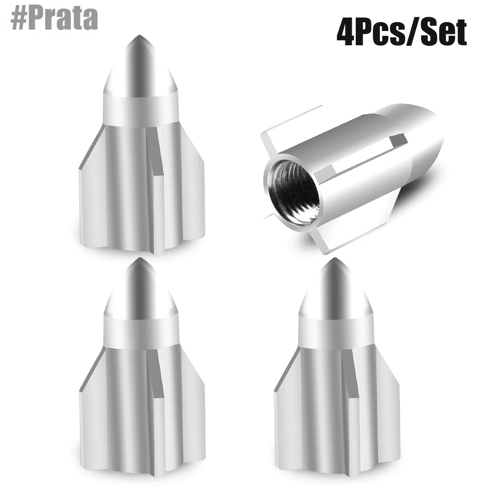 Kit com 4 Tampas de Válvula de Pneu em Alumínio – Estilo Granada | Tampa Antipó para Carro, Moto, Caminhão e Bike
