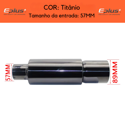Abafador esportivo em inox multicolorido estilo JDM universal nas cores azul, dourado e prata para carros.