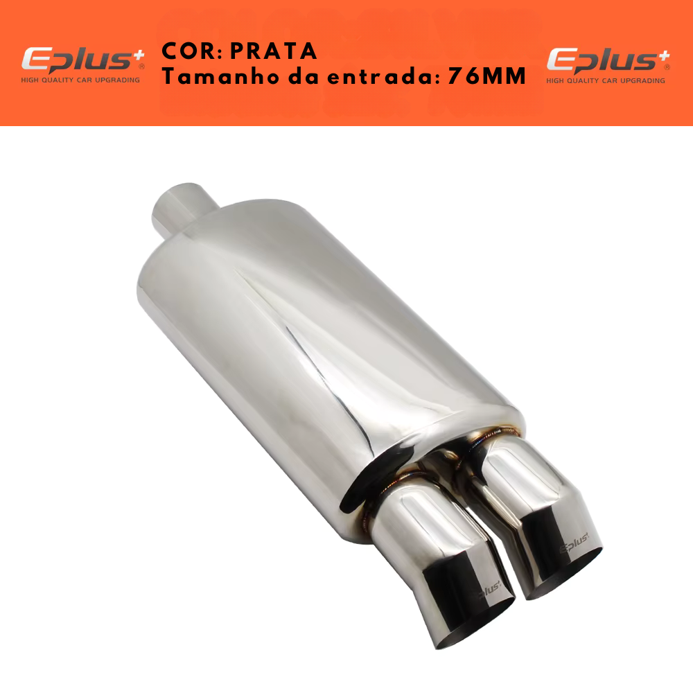 Abafador Esportivo Inox Saída Dupla – Queimado, Azul ou Escovado (Universal)