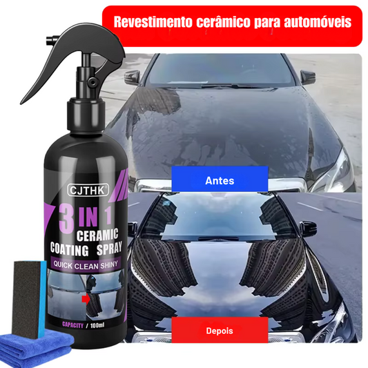 Revestimento Nano Cerâmico 3 em 1 para Carros – Polidor, Protetor e Selante com Efeito Hidrofóbico Cristalino